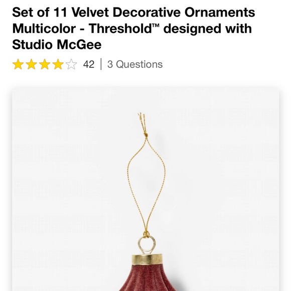 Set of 11 Velvet Decorative Ornaments Multicolor - Threshold Studio McGee - Picture 4 of 5